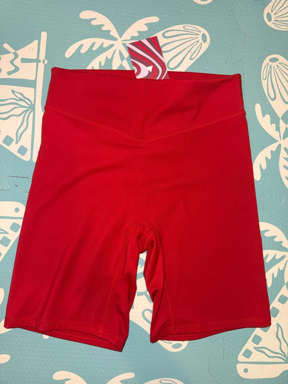 Vitality cherry Red High-Rise Athletic Bike Shorts